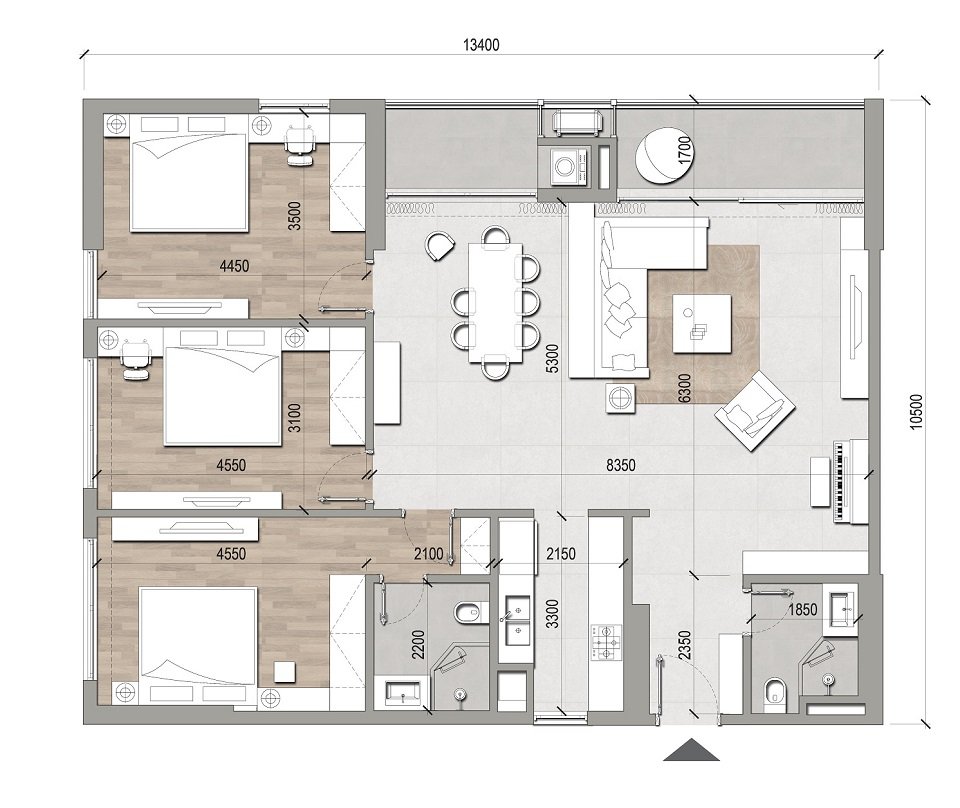 thiết kế căn hộ 3 ngủ 140m2 Hanoi Melody linh đàm
